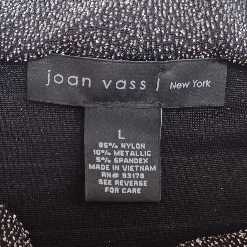 Joan Vass Black Shiny Sparkly Evening New Years Eve Night Out Top Size Large - Picture 3 of 6